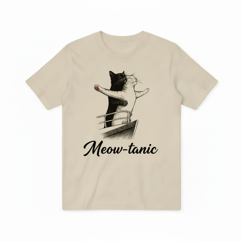 Beige Meow-tanic T-shirt