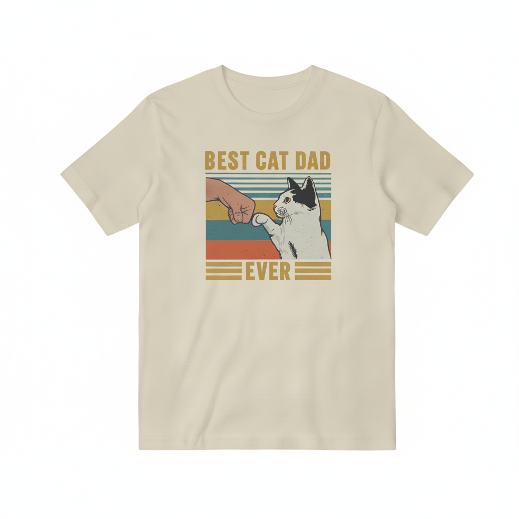 Best Cat Dad Ever Beige T-Shirt