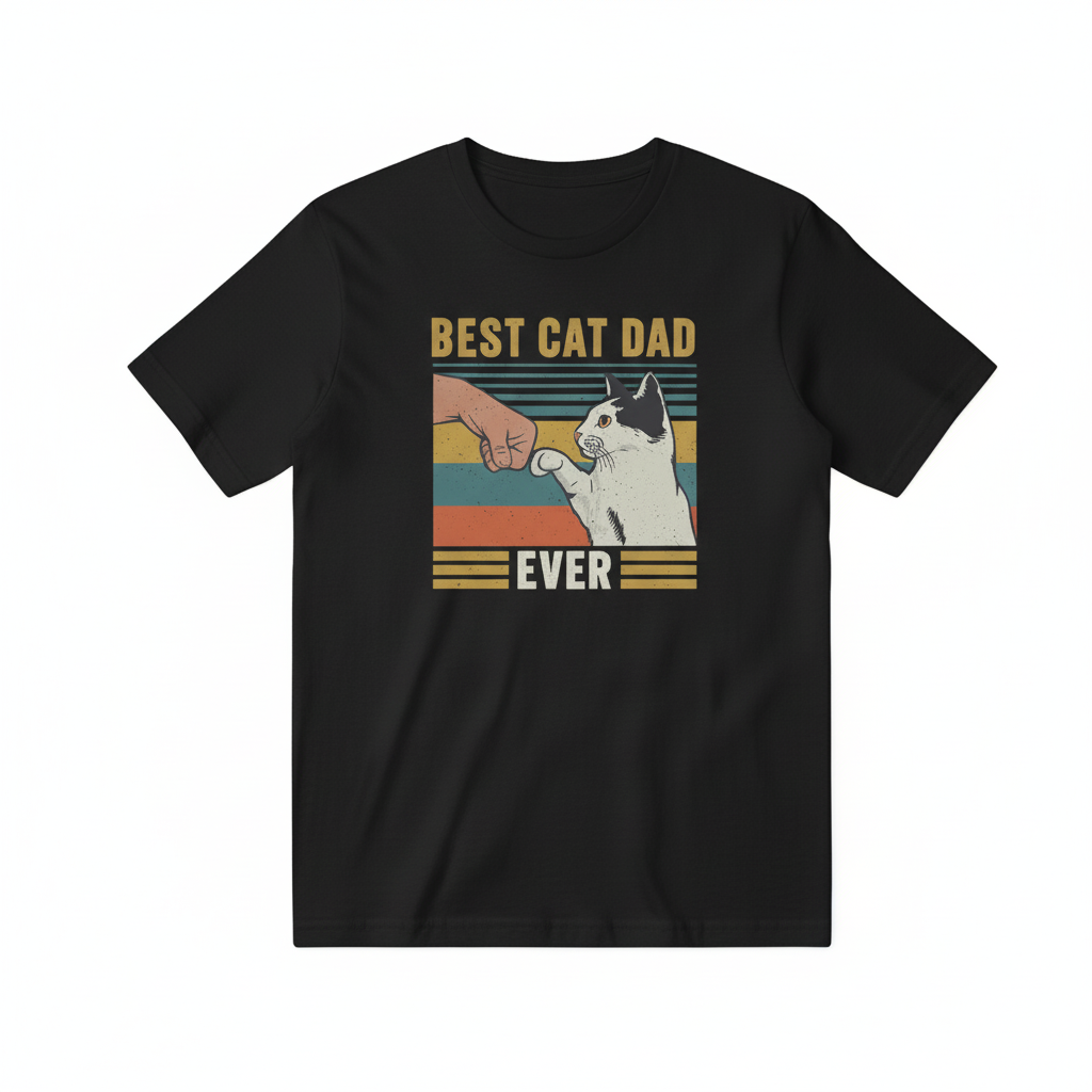 Best Cat Dad Ever Black T-Shirt