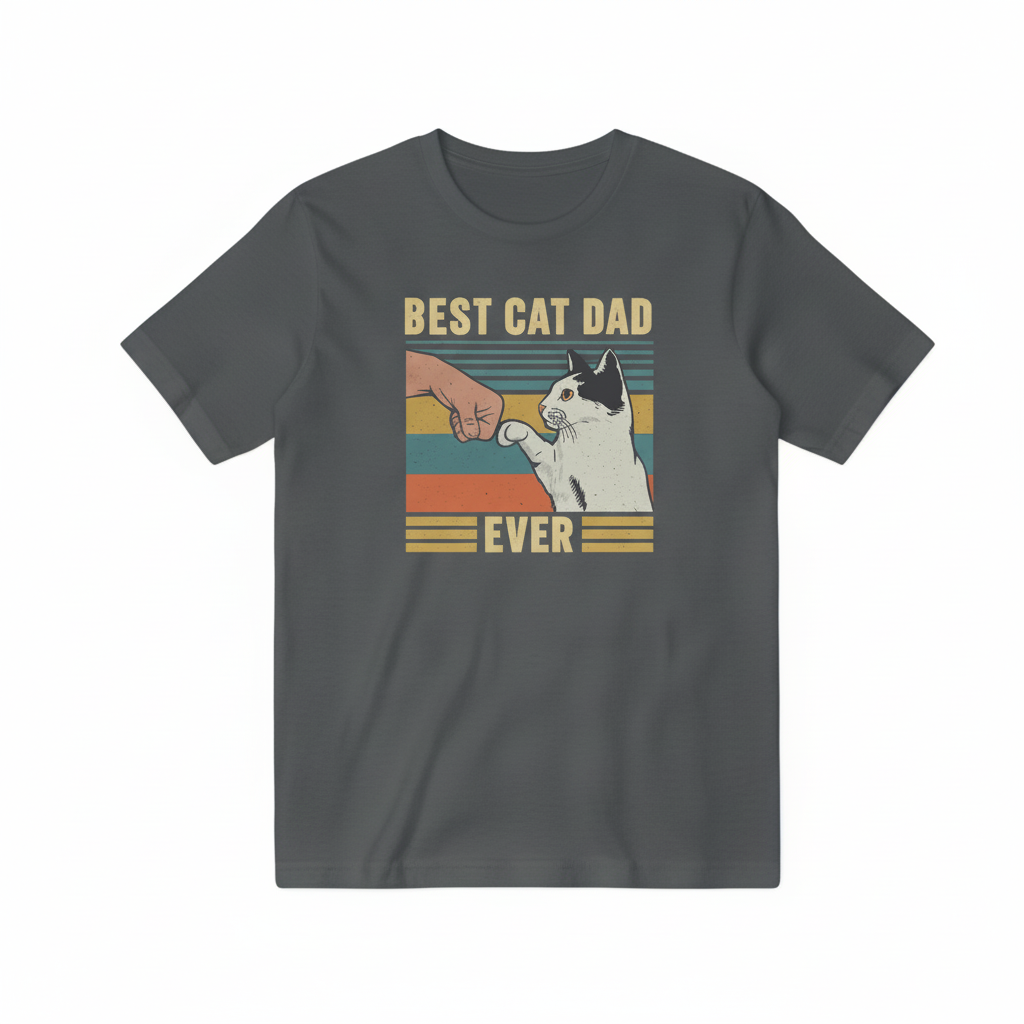 Best Cat Dad Ever Dark Gray T-Shirt Corrected