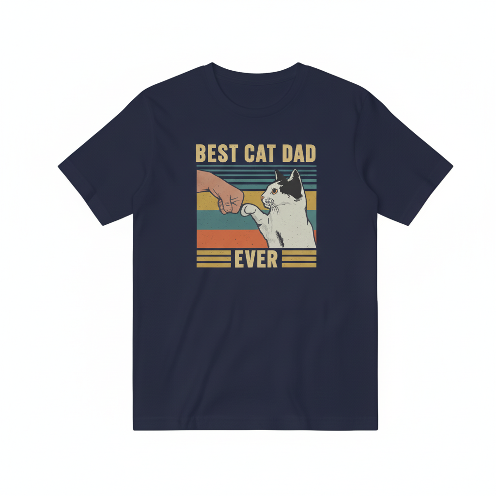 Best Cat Dad Ever Navy Blue T-Shirt