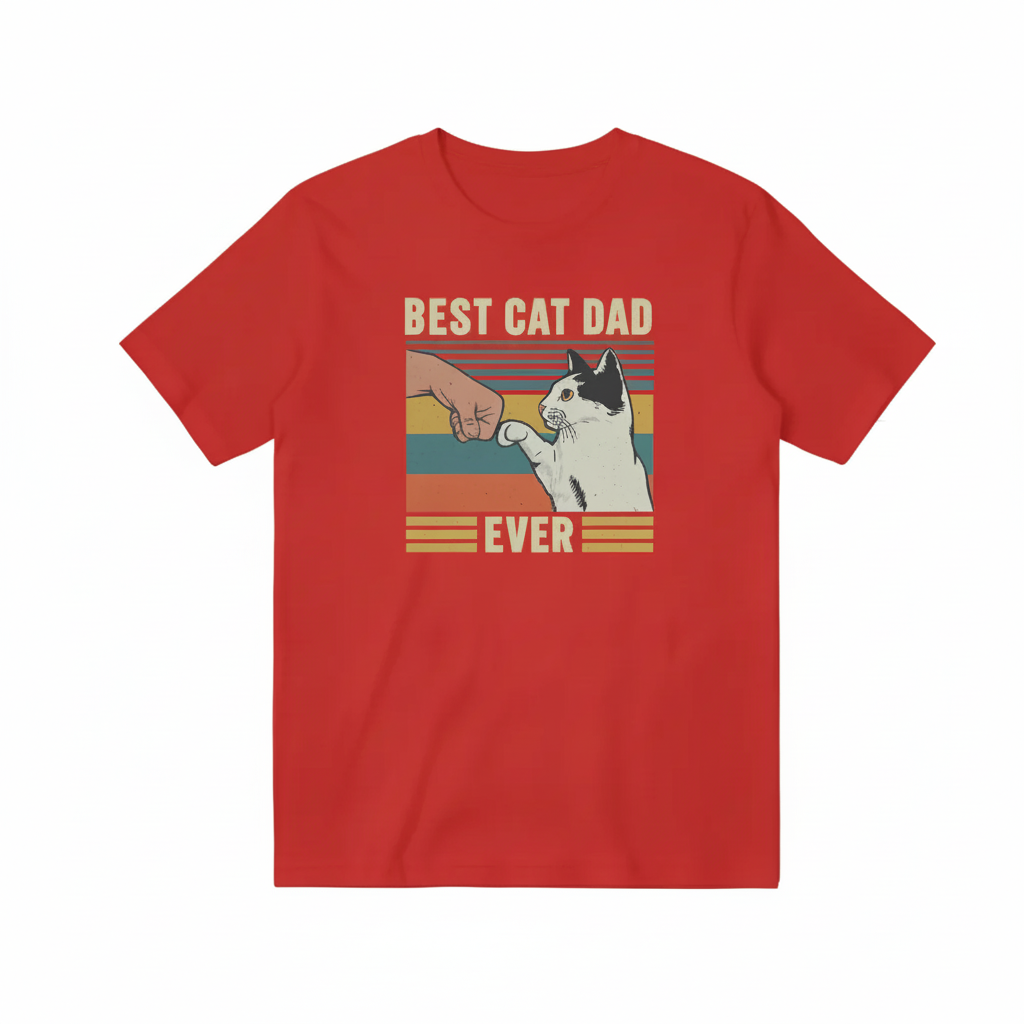 Best Cat Dad Ever T-shirt Pure White Background