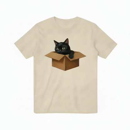 Black Cat in Box Beige T-shirt