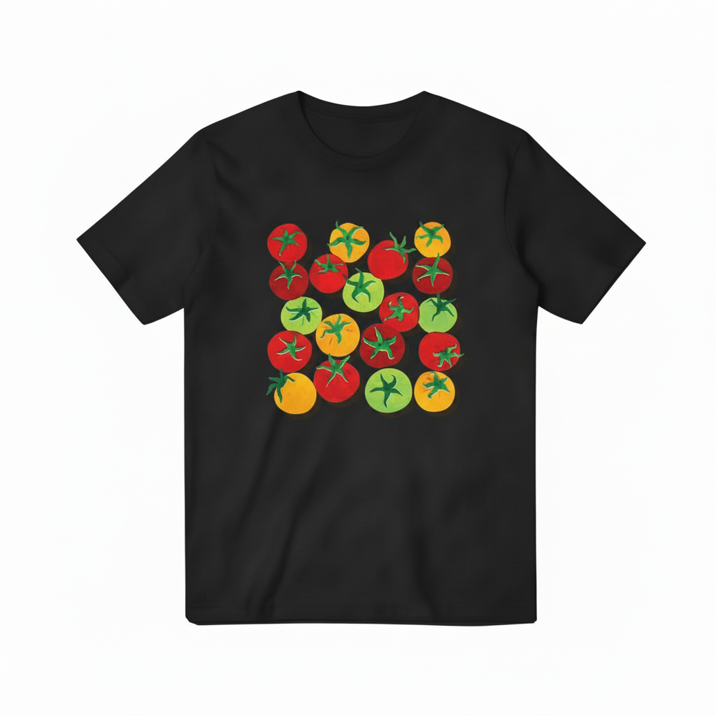 Black Colorful Tomatoes Tee
