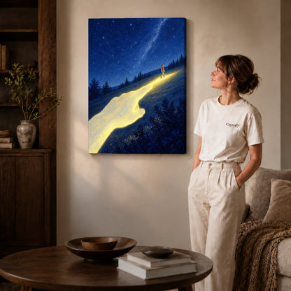 Gallery wrapped guiding light canvas art room scene assigned to all six unframed wrapped canvas sizes.