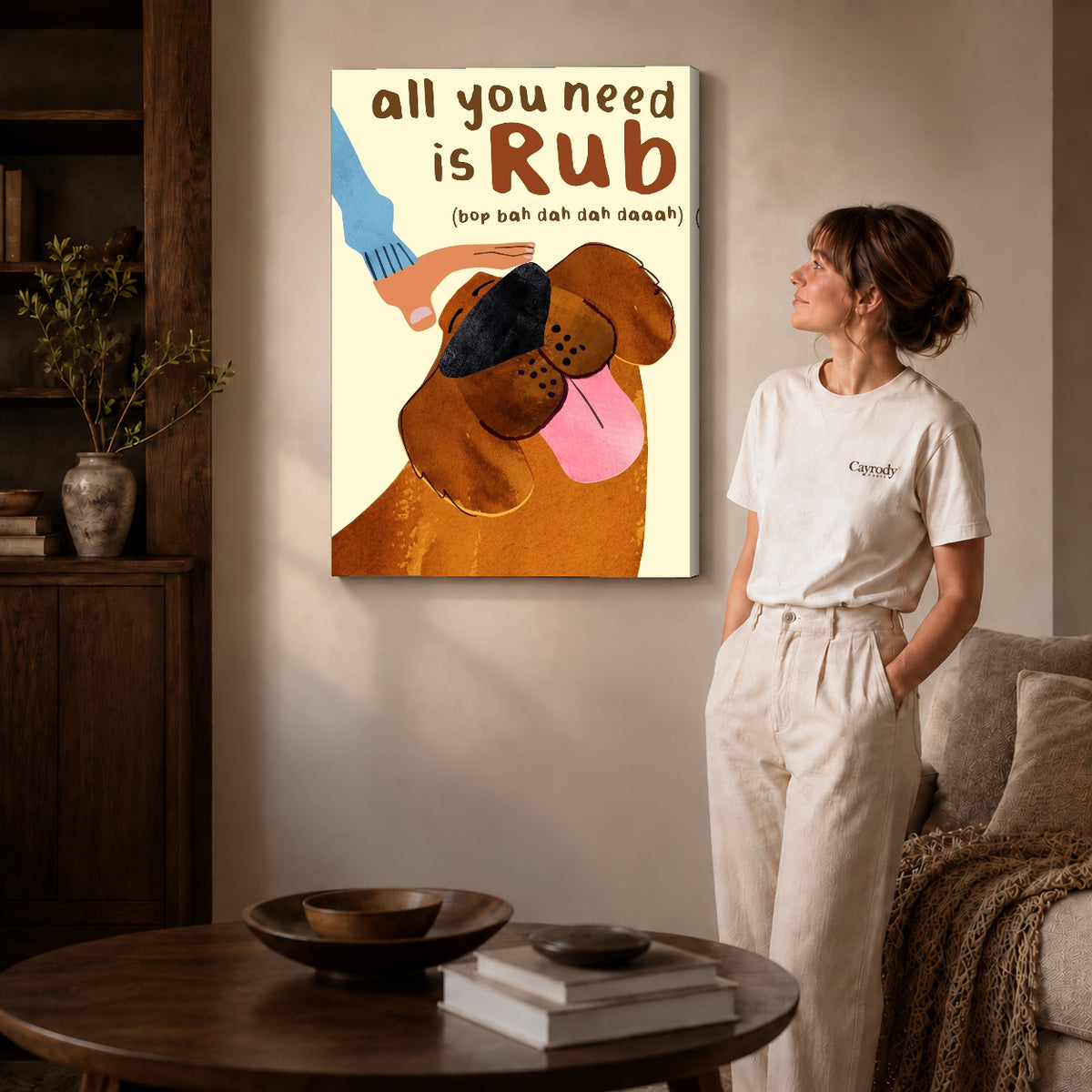 all you need rub canvas art shown in the gallery-wrapped option with visible depth and warm surroundings.