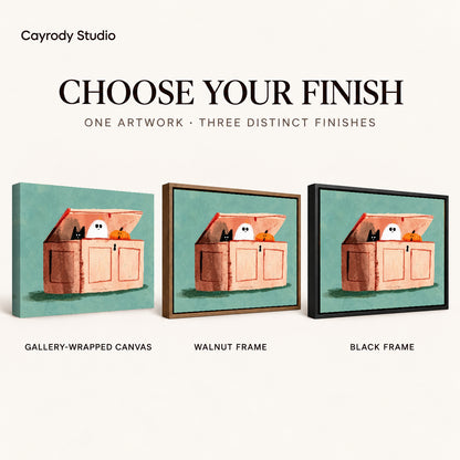little chest surprises canvas art compared across gallery-wrapped canvas, walnut frame, and black frame finishes.