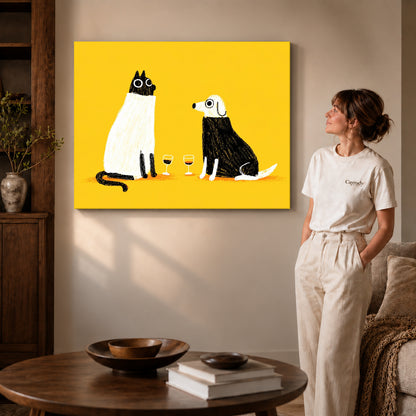 blanket wine companions canvas art shown in the gallery-wrapped option with natural side shading and warm surroundings.