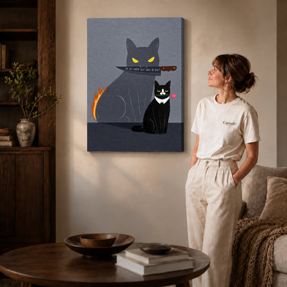rose cat bold shadow canvas art shown in the gallery-wrapped option with visible depth and warm surroundings.