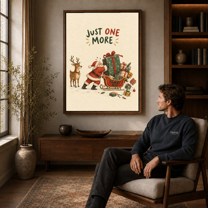 Walnut framed one more gift artwork above a seated man in a wood furnished living room.