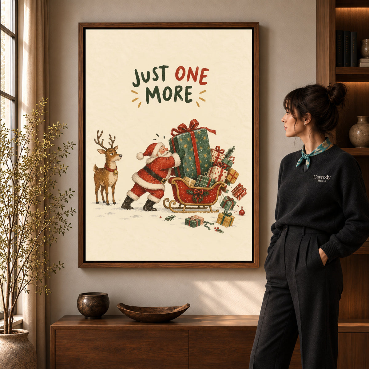 Walnut framed one more gift artwork scene assigned to all six walnut framed canvas sizes.