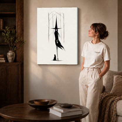 Gallery wrapped tall witch companion artwork scene assigned to all six unframed wrapped canvas sizes.