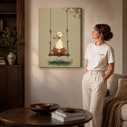 Gallery wrapped swinging white duck artwork scene assigned to all six unframed wrapped canvas sizes.