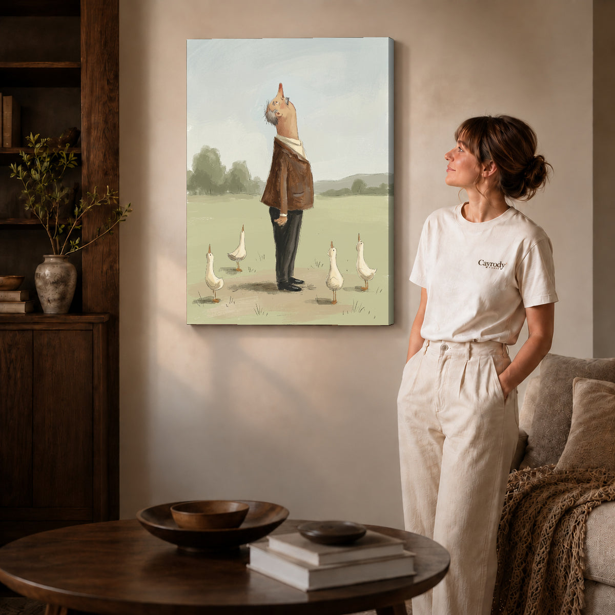 Gallery wrapped skyward goose company artwork scene assigned to all six unframed wrapped canvas sizes.