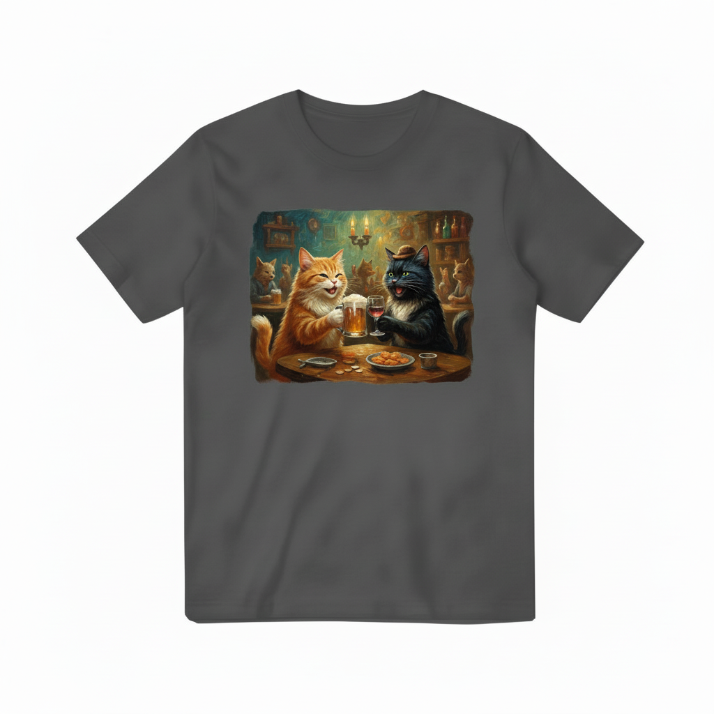 Cats at Bar Dark Gray T-shirt