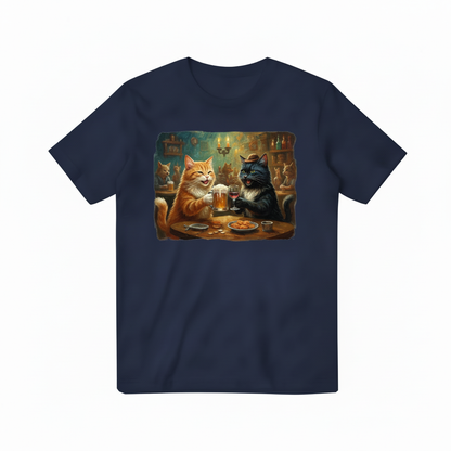 Cats at Bar Navy Blue T-shirt
