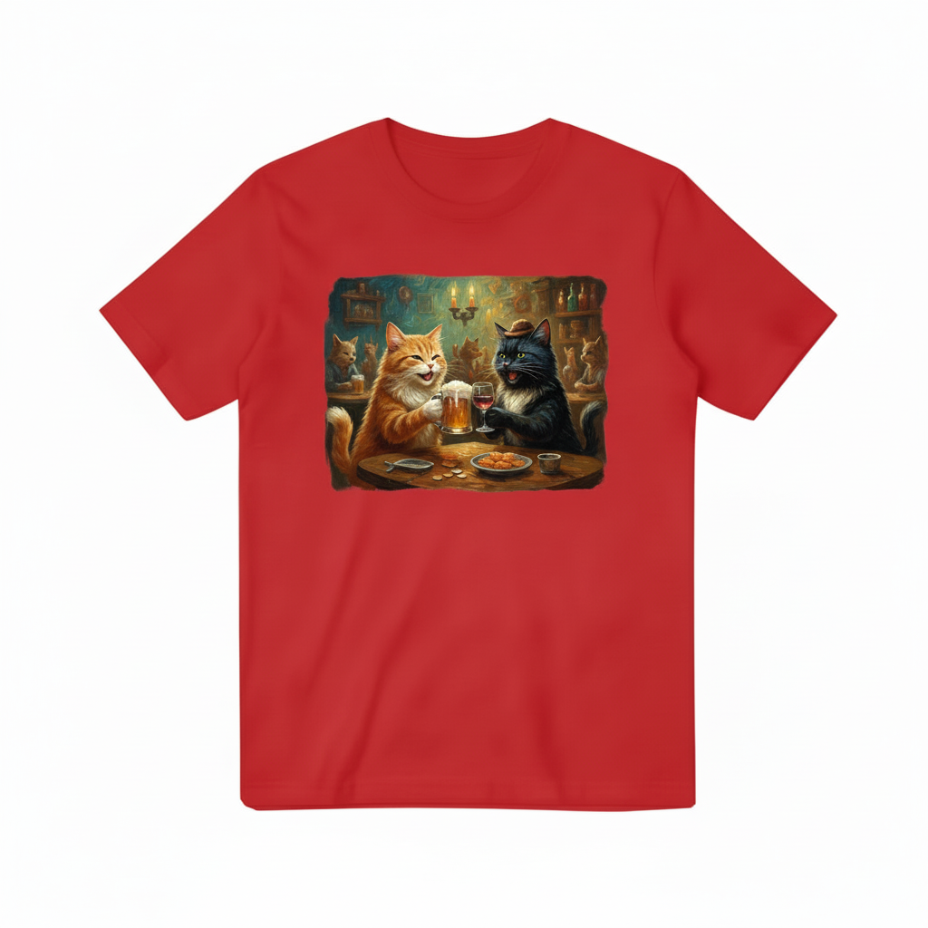 Cats at Bar Red T-shirt