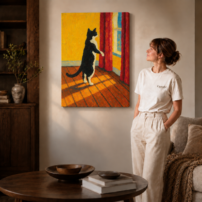 Canvas wall art centered on a little cat.