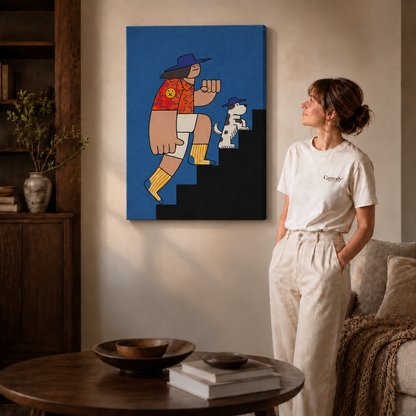 stairs illustration artwork on the frameless canvas scene