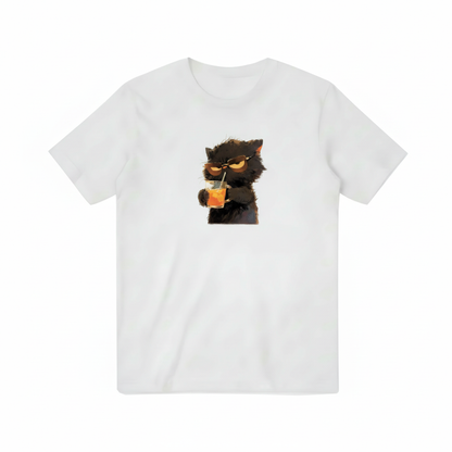 Cool Cat No Text on White T-shirt Template