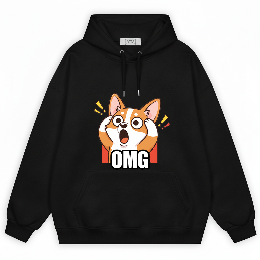 OMG Shocked Corgi Funny Graphic Hoodie H1104