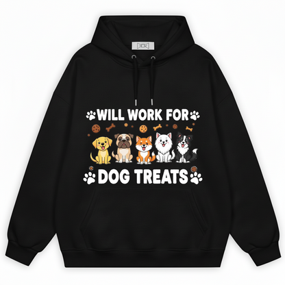 Will Work For Dog Treats Five Dogs Funny Hoodie H1082