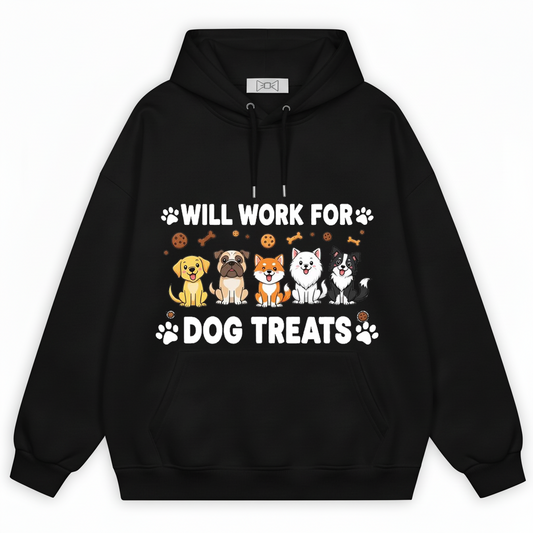 Will Work For Dog Treats Five Dogs Funny Hoodie H1082