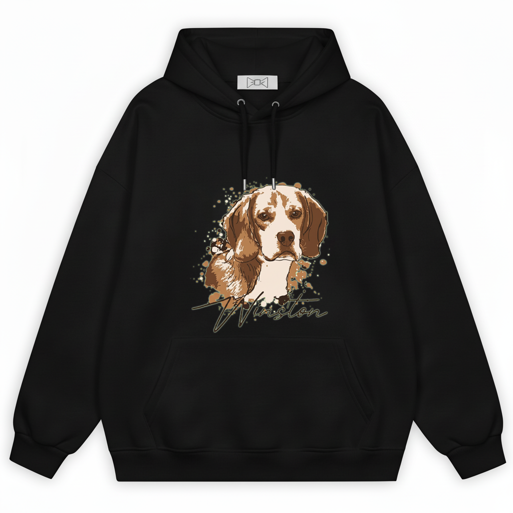 Winston Beagle Watercolor Portrait Graphic Hoodie H1110
