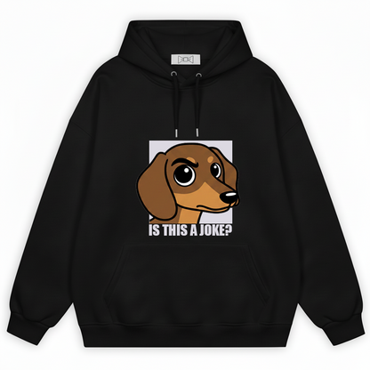 "Is This a Joke?" Funny Dachshund Graphic Hoodie H1106