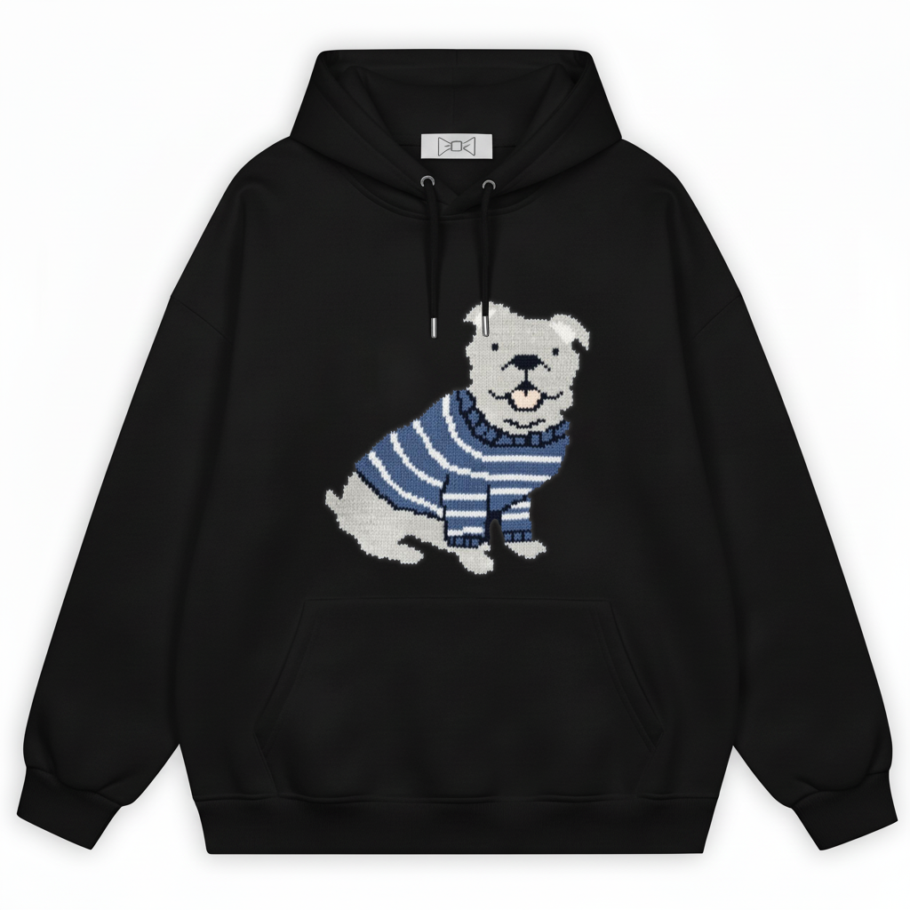 Puppy Blue Striped Shirt Hoodie H1040