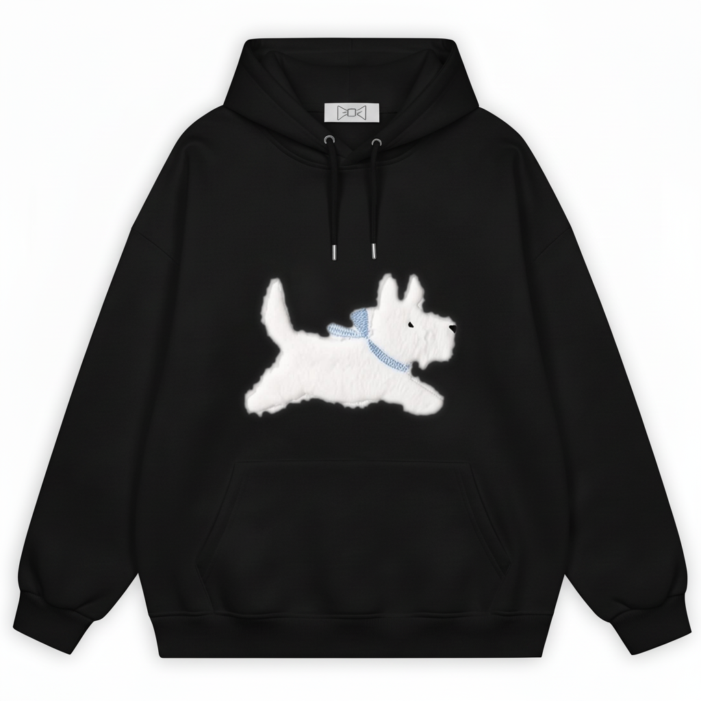 Stretching White Puppy Hoodie H1041