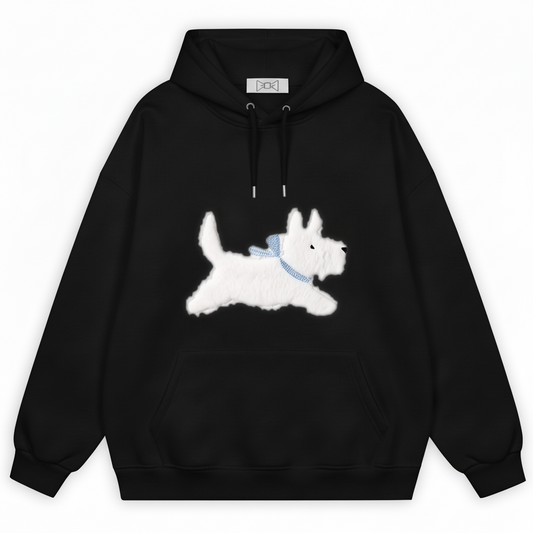 Stretching White Puppy Hoodie H1041