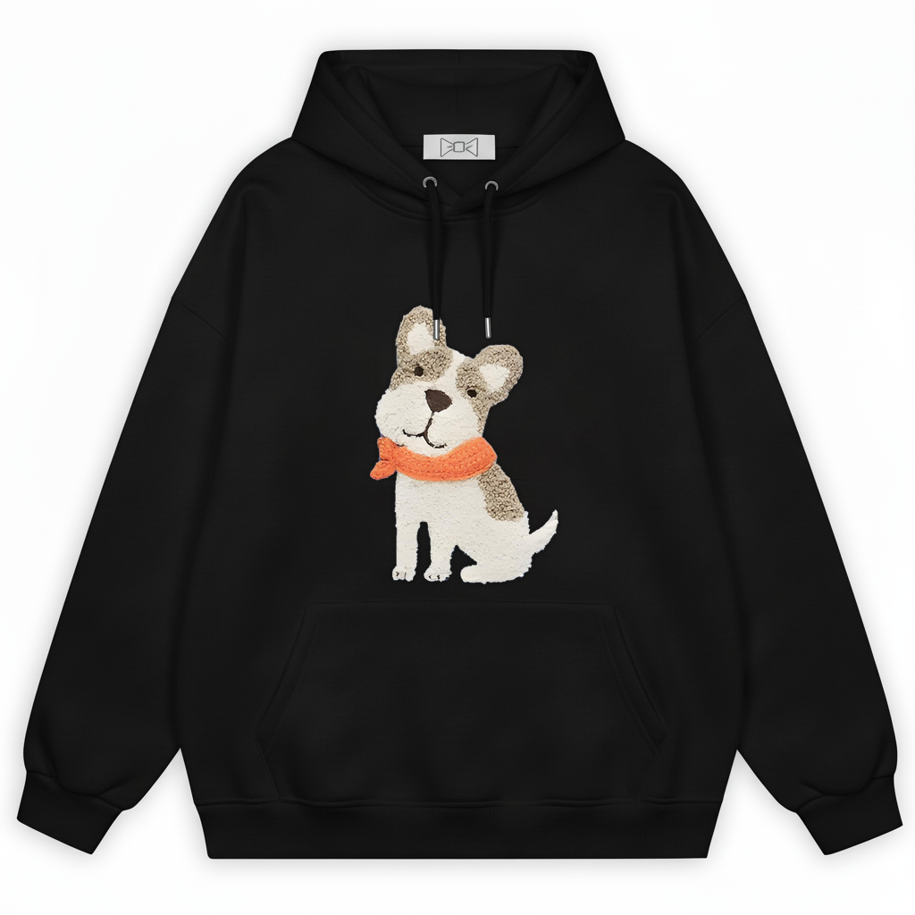 Frenchie Puppy Orange Scarf Hoodie H1053