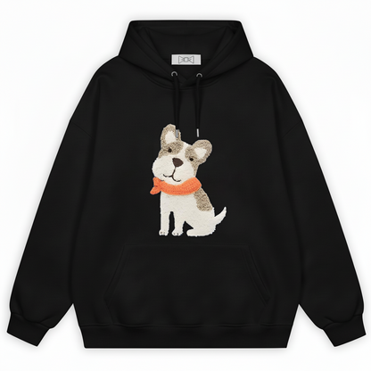 Frenchie Puppy Orange Scarf Hoodie H1053