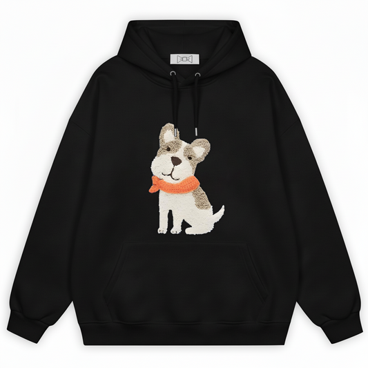 Frenchie Puppy Orange Scarf Hoodie H1053