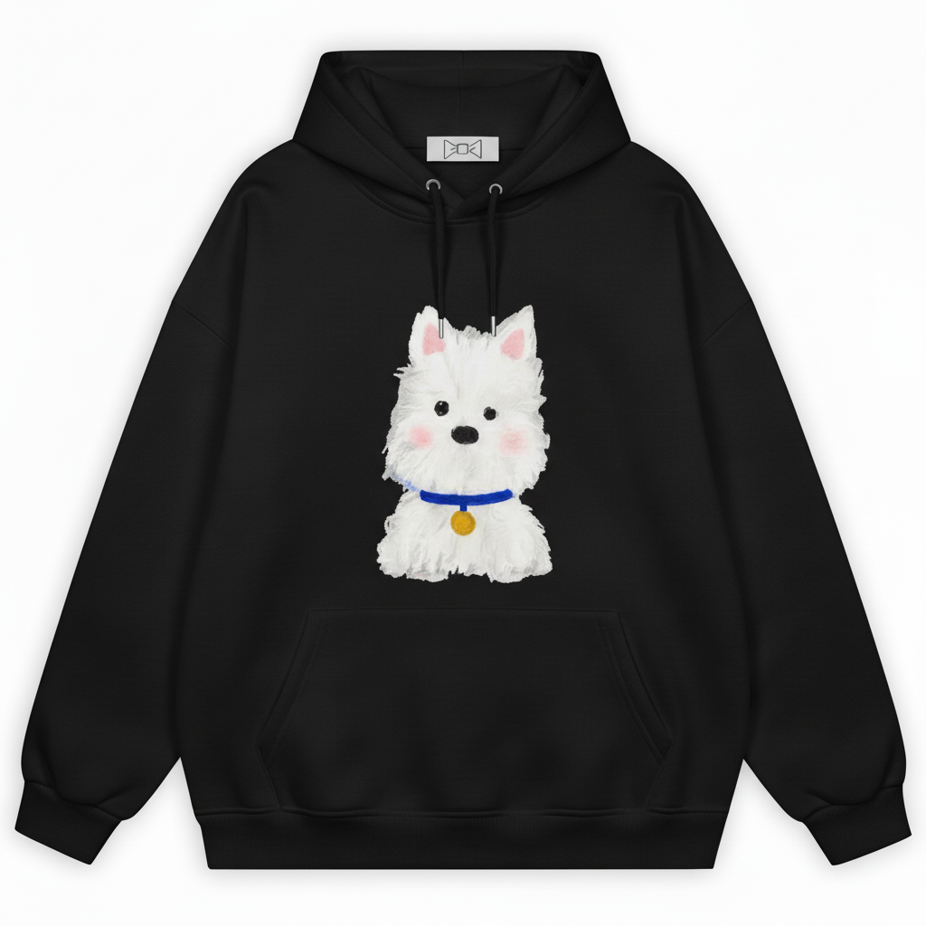 Blue Collar White Puppy Hoodie H1044