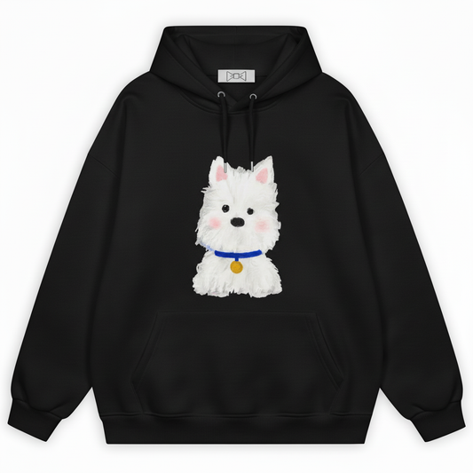 Blue Collar White Puppy Hoodie H1044