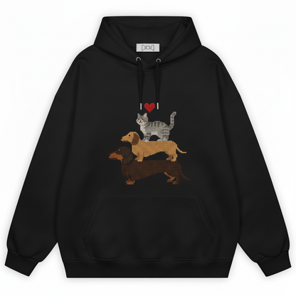 Pixel Art Cat Dachshund Stack Hoodie H1068