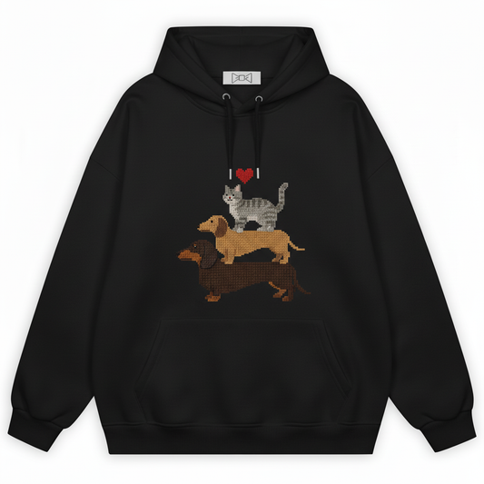 Pixel Art Cat Dachshund Stack Hoodie H1068