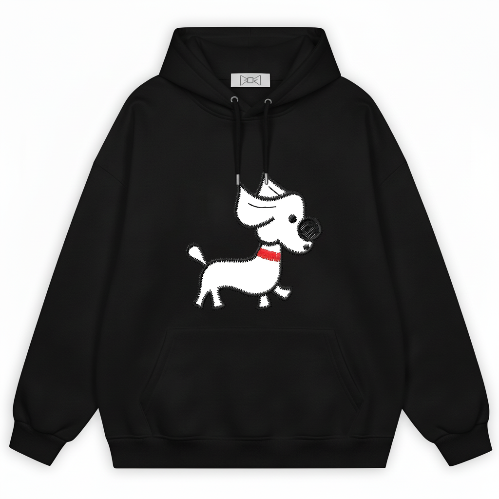 Westie Red Collar Walking Embroidery Hoodie H1063