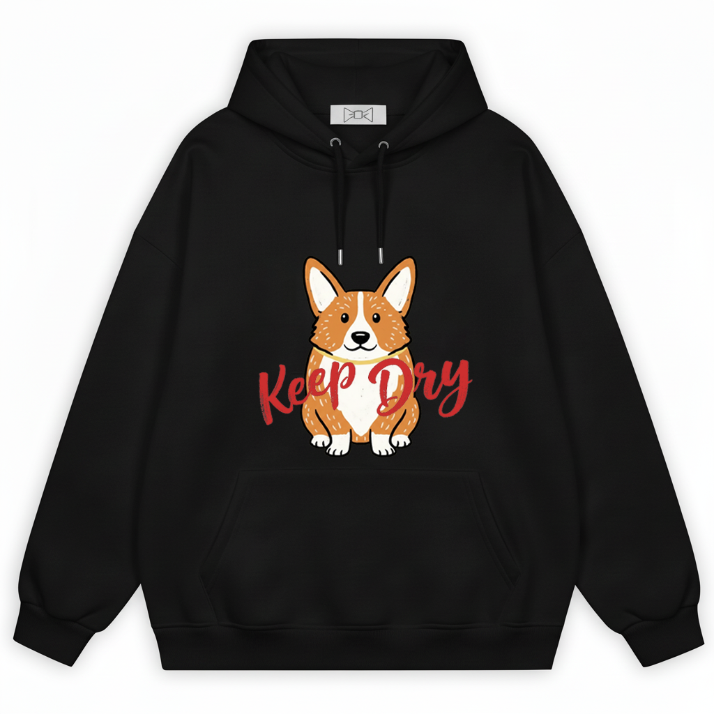 Keep Dry Cute Corgi Funny Graphic Hoodie H1114