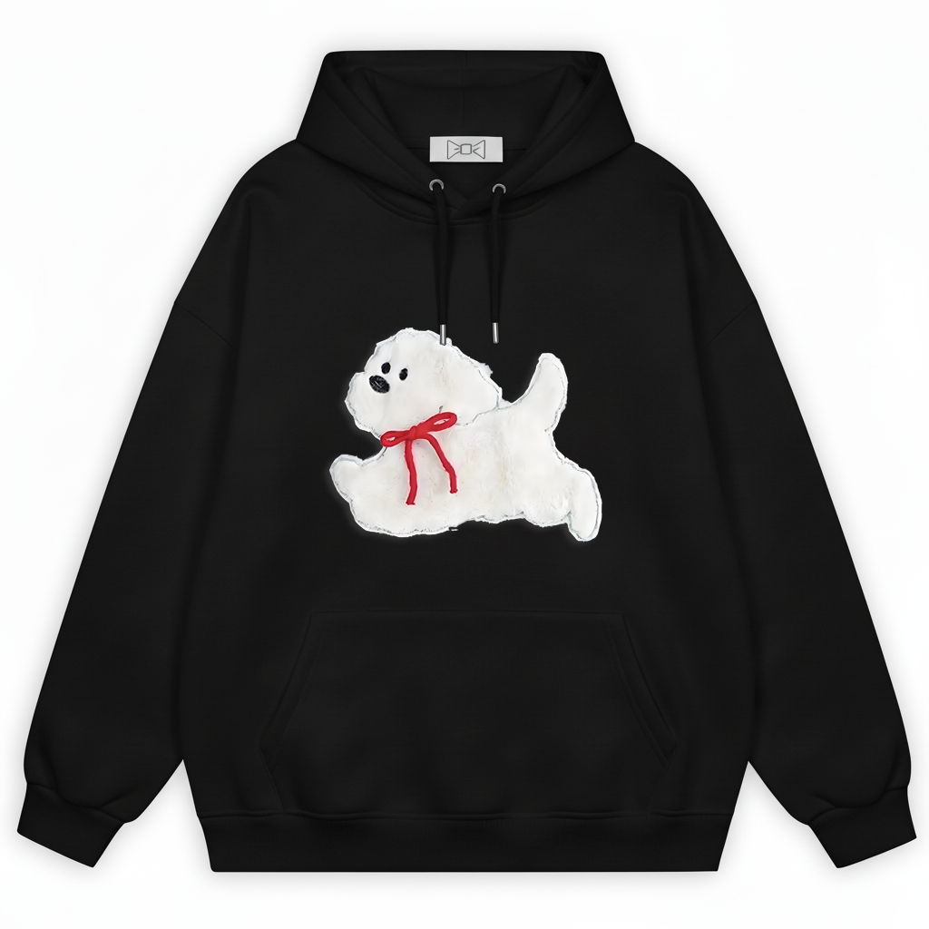 Playful White dog Hoodie H1024