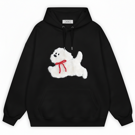 Playful White dog Hoodie H1024