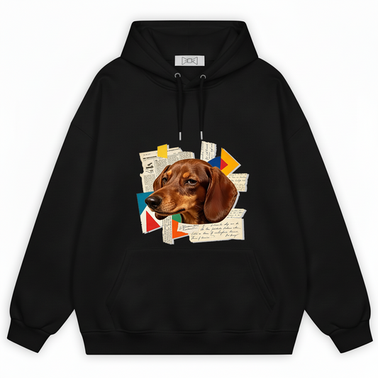Retro Collage Dachshund Graphic Hoodie H1108