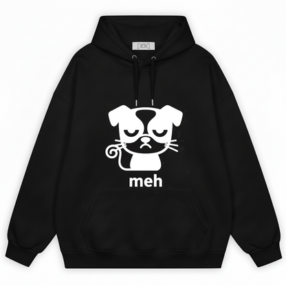 Meh Grumpy Dog Cat Whiskers Funny Hoodie H1079