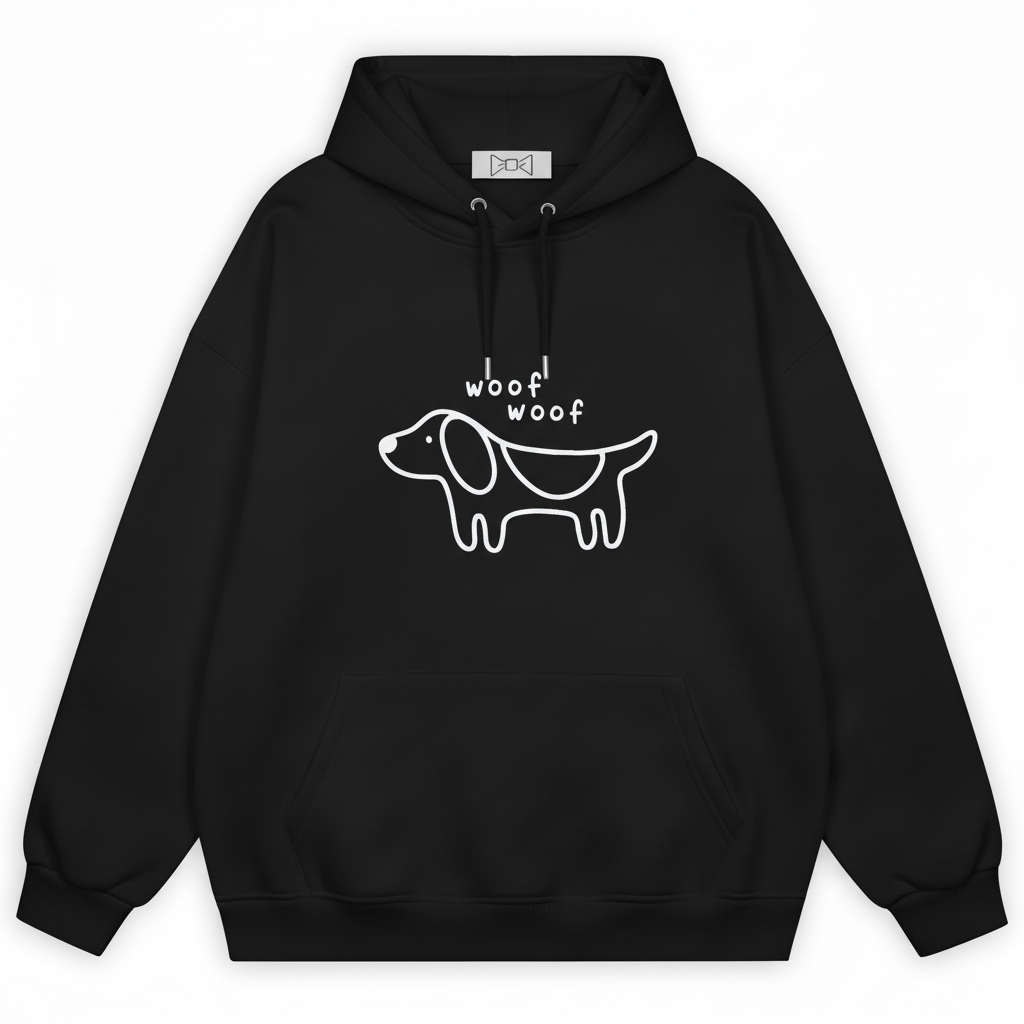 Woof Minimalist Dachshund Line Hoodie H1066
