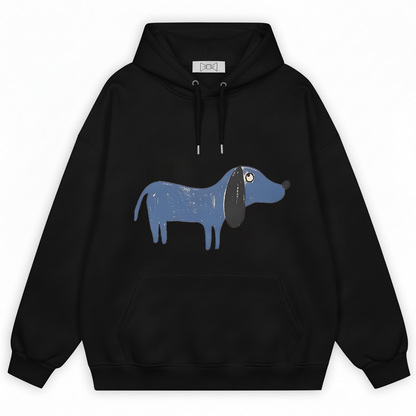 Sketchy Blue Dachshund Graffiti Hoodie H1060