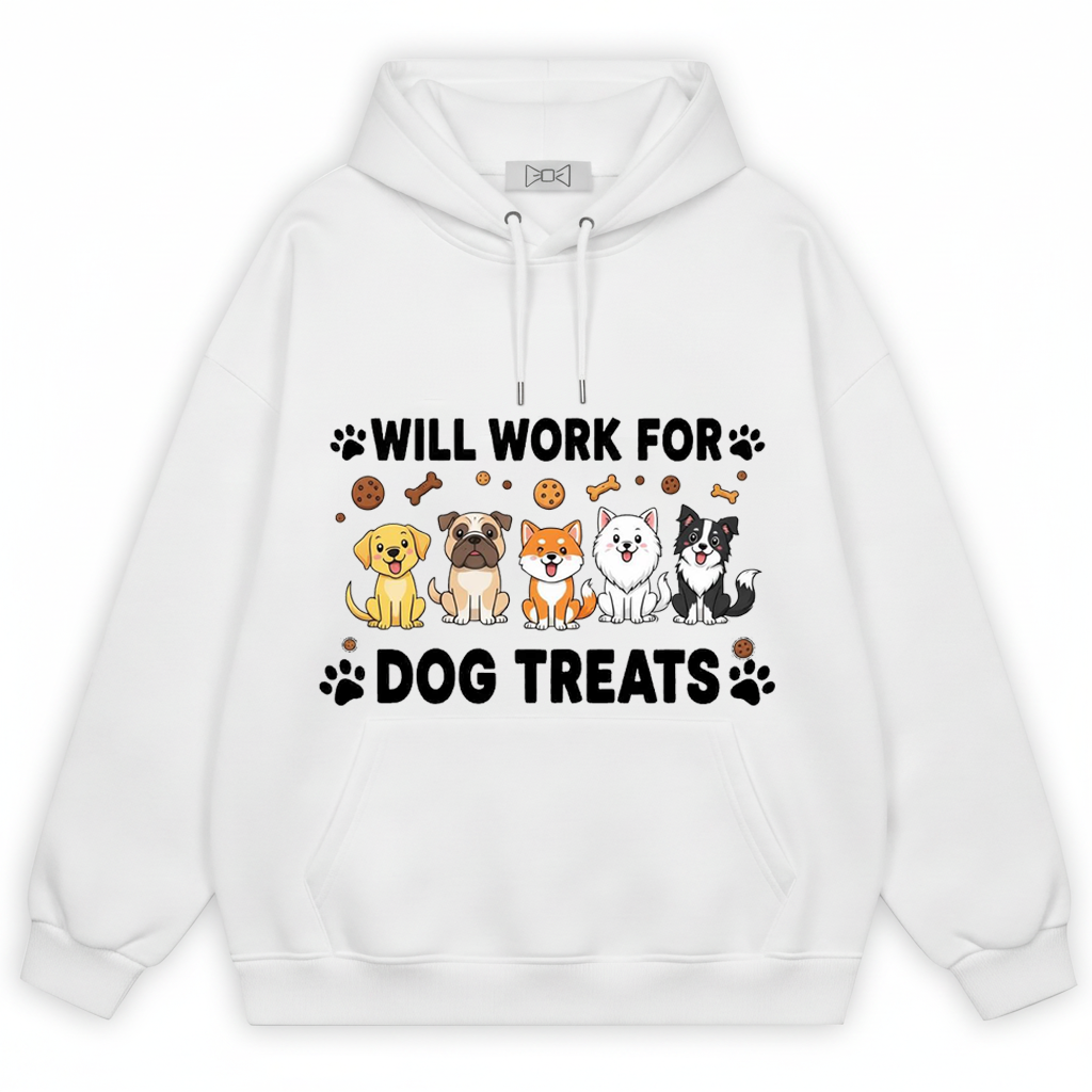 Will Work For Dog Treats Five Dogs Funny Hoodie H1082
