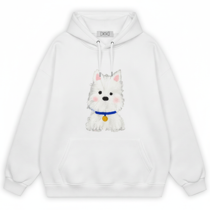Blue Collar White Puppy Hoodie H1044