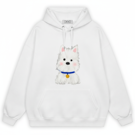 Blue Collar White Puppy Hoodie H1044